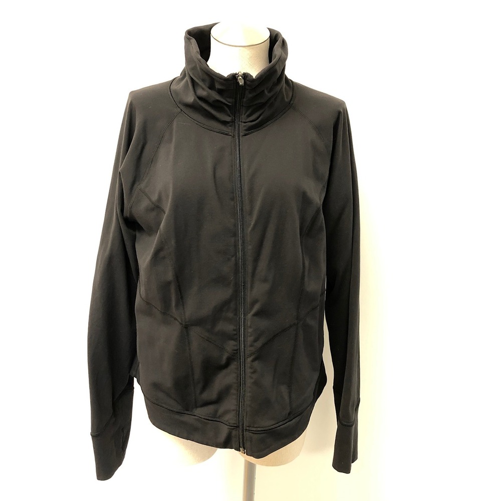 Lucy Jacket Womens XL Black Full Zip Athletic Thumbholes Supplex Activewear